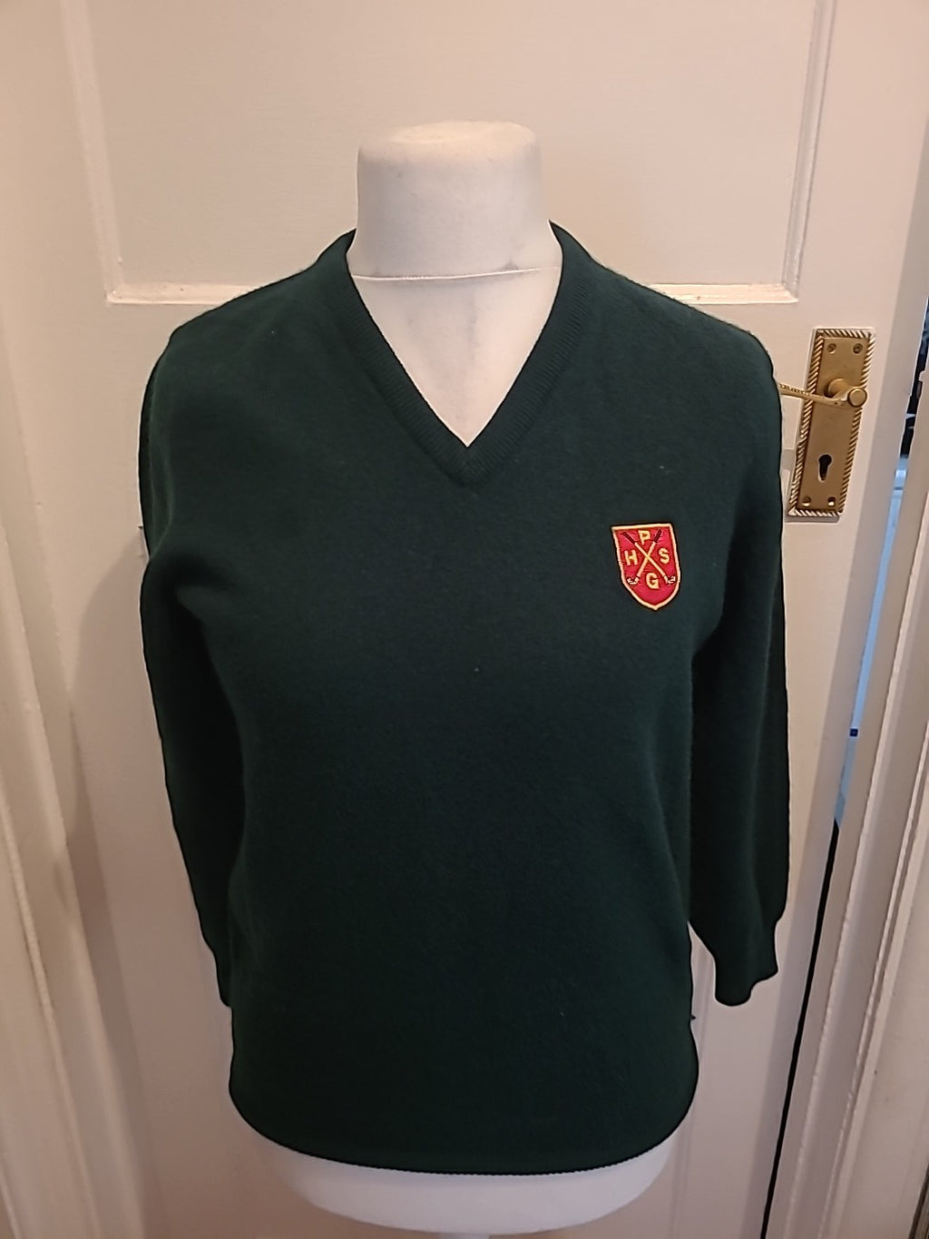 Mens Balmoral Size M 100% Lambswool Bottle Green Jumper
