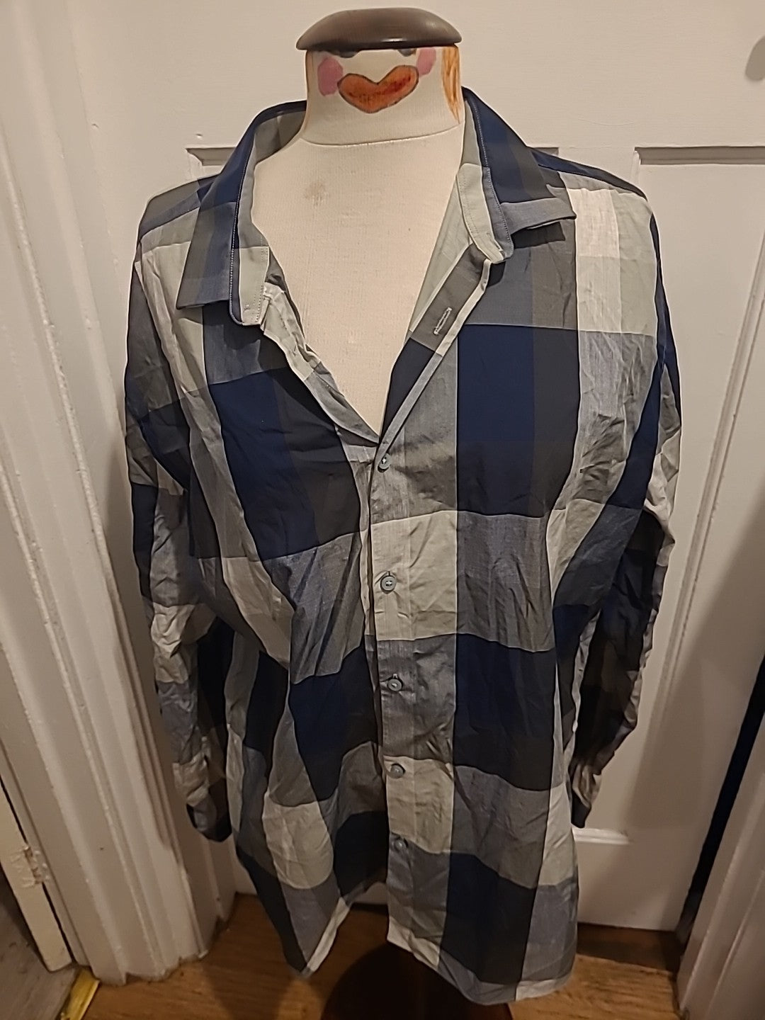 Mens Autograph Slim Fit Size 2XL Pure Cotton Dark Stone Long Sleeve Shirt