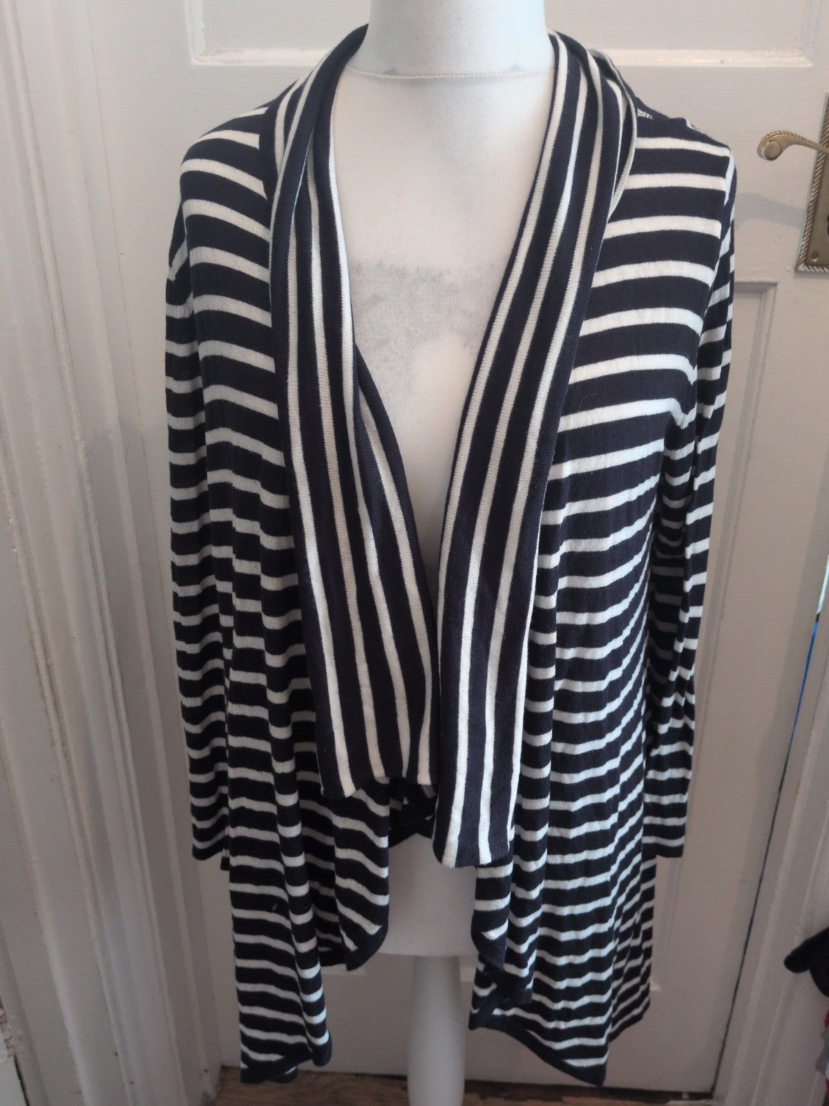 Marble Xl Navy Strip Long Sleeve Open Cardigan