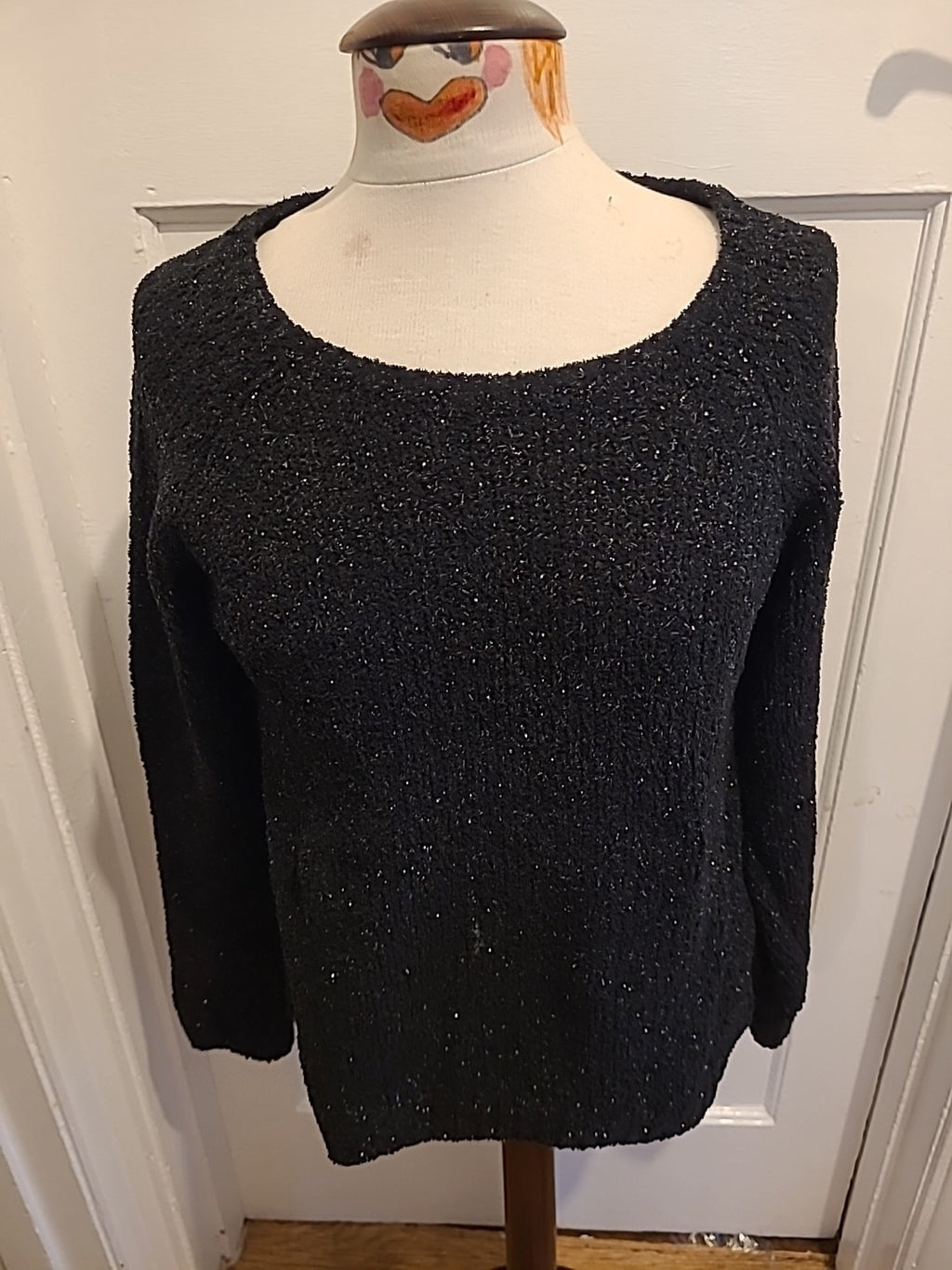 Ladies Tu Size 12 Black And Silver Long Sleeve Jumper