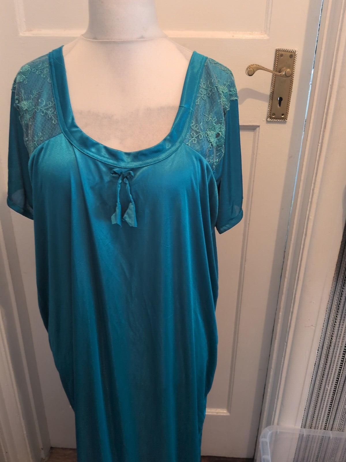 3XL Turquoise Long Length Short Sleeve Nighty