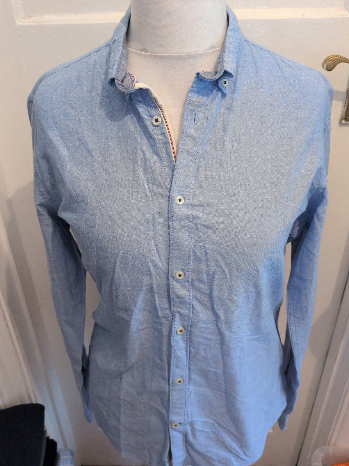 Zara Medium Slim Fit Blue Fancy Oxford Shirt