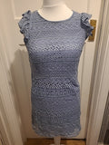 Ladies Size Medium Grey Lace Lined Cap Sleeved Dress