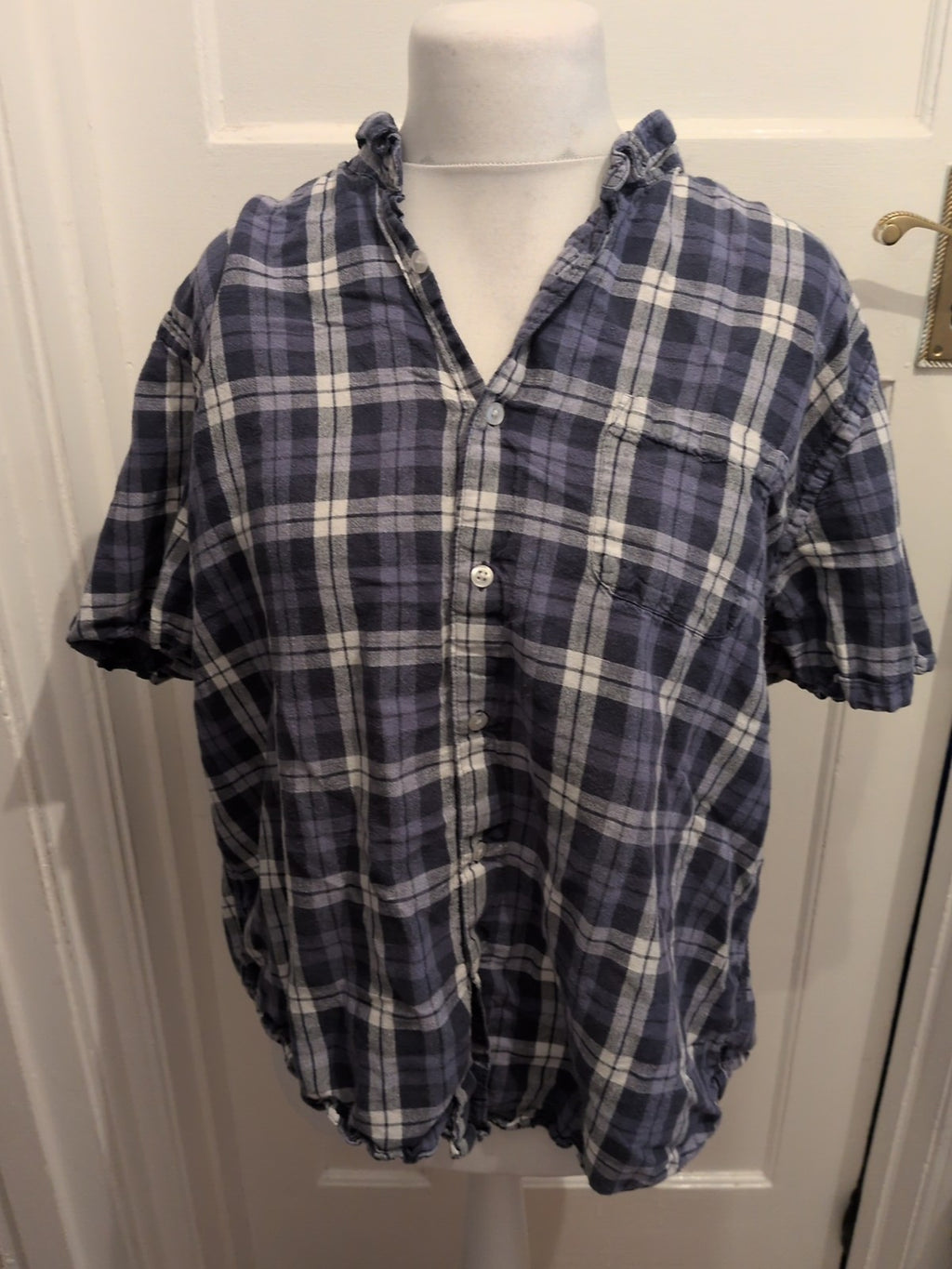 TU 2xl Reg Fit Blue Check Short Sleeve Shirt