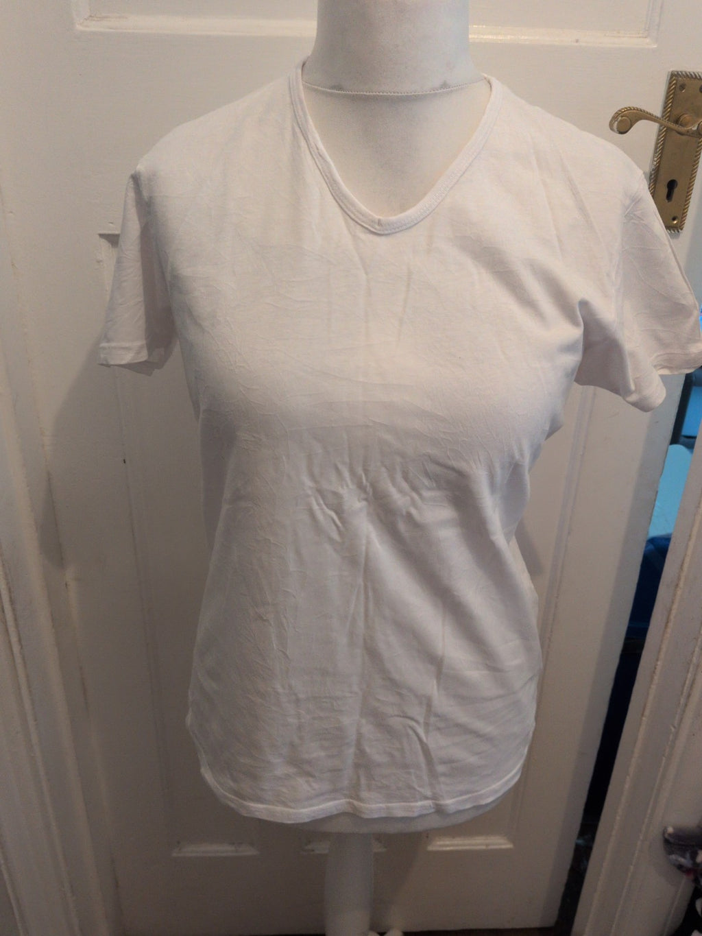 Primark M White V Neck Ladies T-shirt Short Sleeve