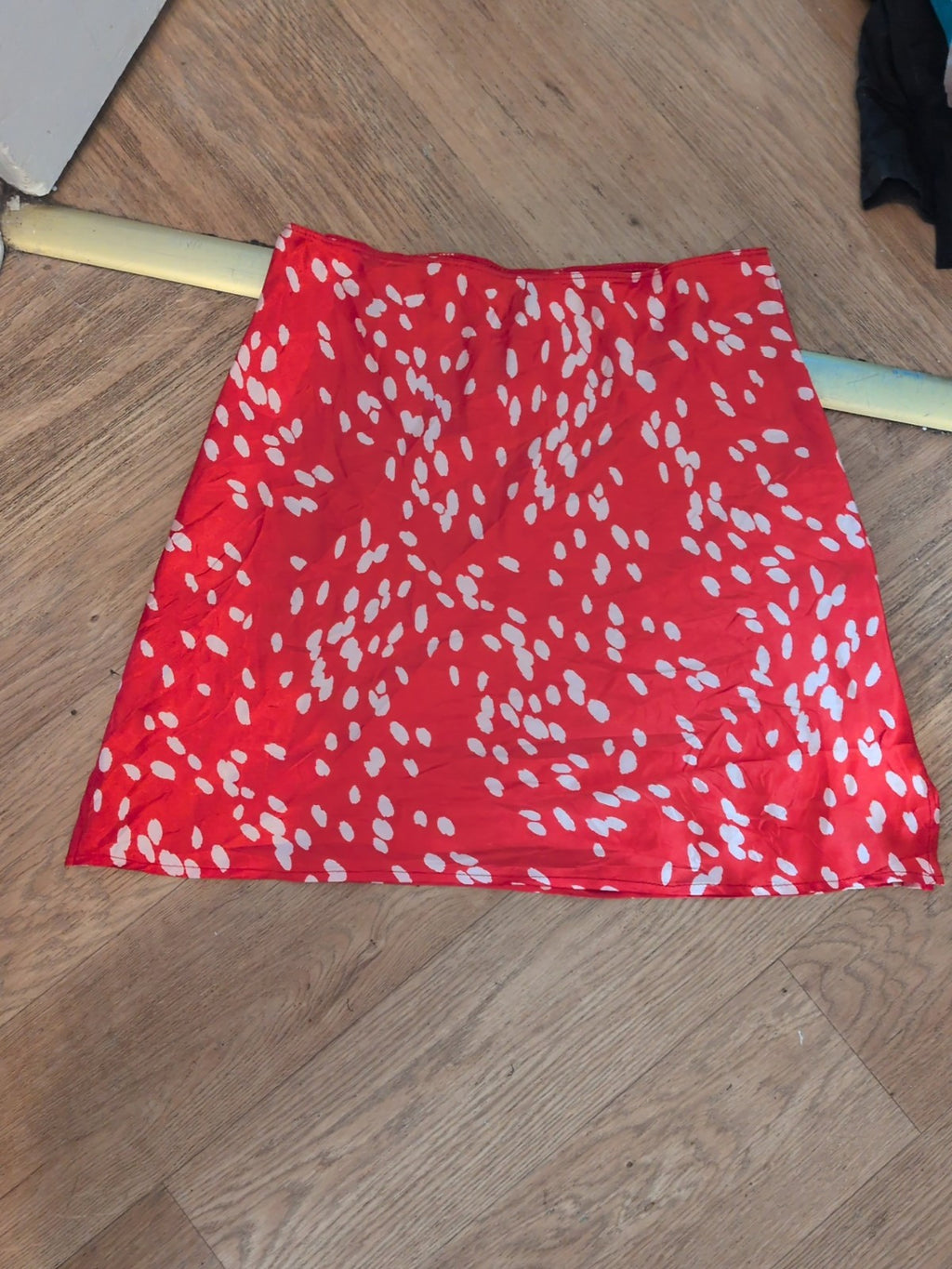 Topshop 10 Red And White Short Flare Skirt