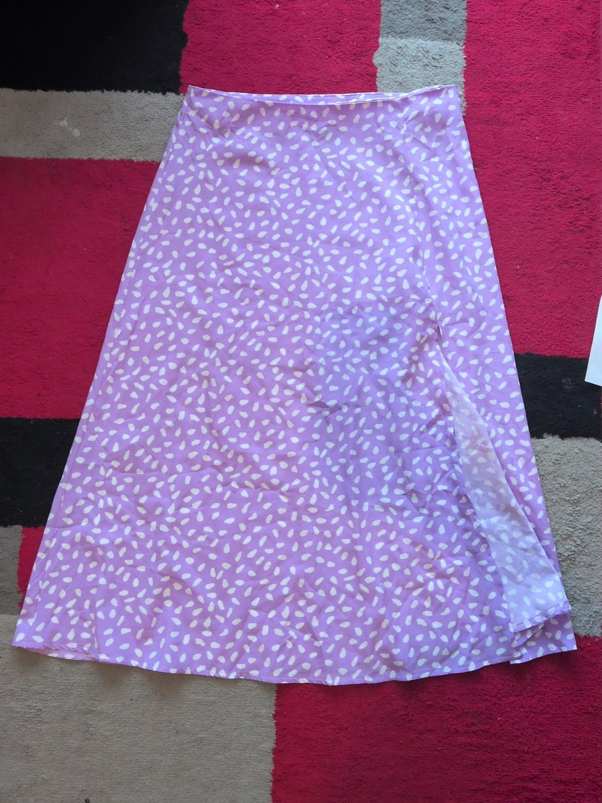 Ladies Shein Size Large Purple And White Flare Skirt Long