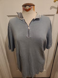 Mens George Size Large Blue Semi Zip Polo