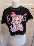 Shein 2XL Black Anime Short Sleeve T-shirt