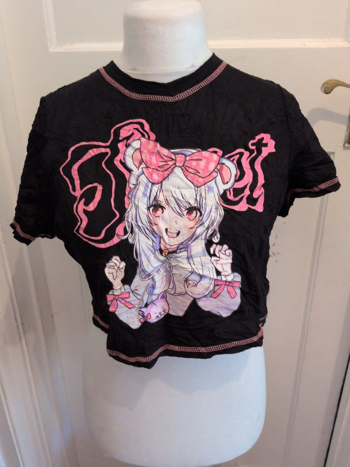 Shein 2XL Black Anime Short Sleeve T-shirt