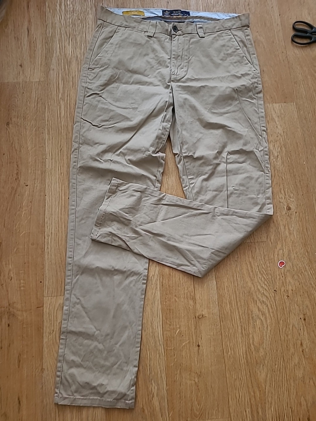 Mens Rhino Size 36/32 Beige Slim Fit Trousers Chino