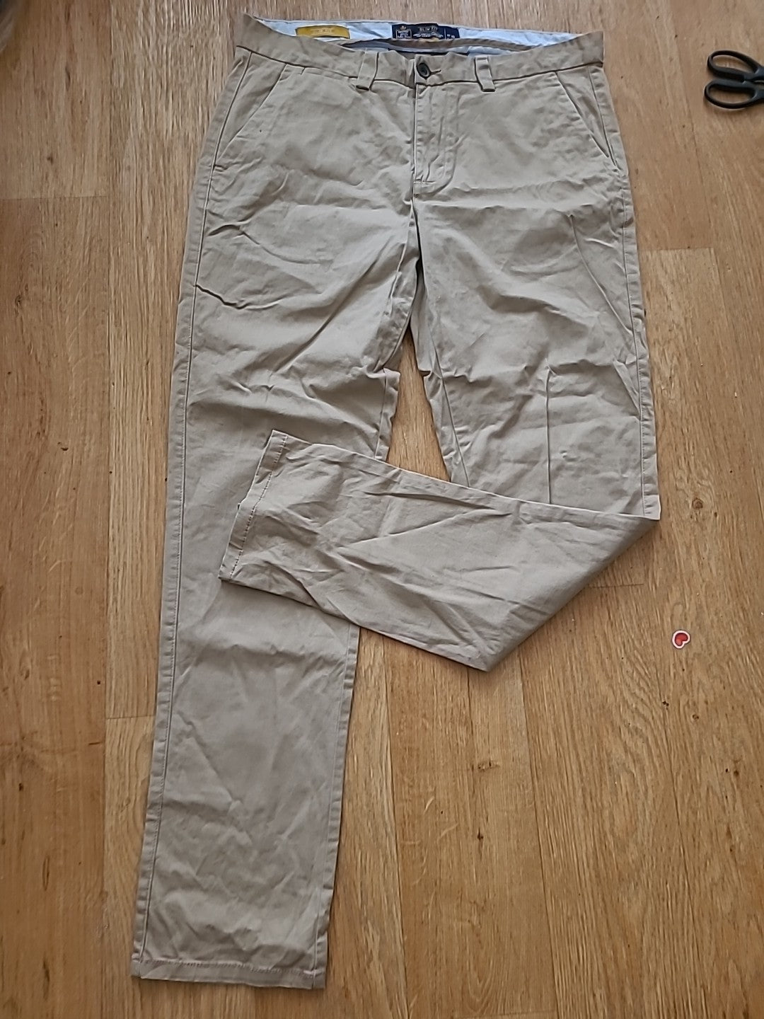 Mens Rhino Size 36/32 Beige Slim Fit Trousers Chino