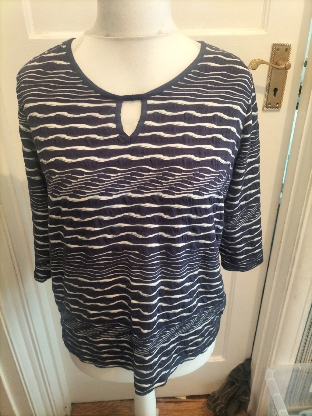 Moda At George 18 Navy And White Streaky Short Sleeved Blouse