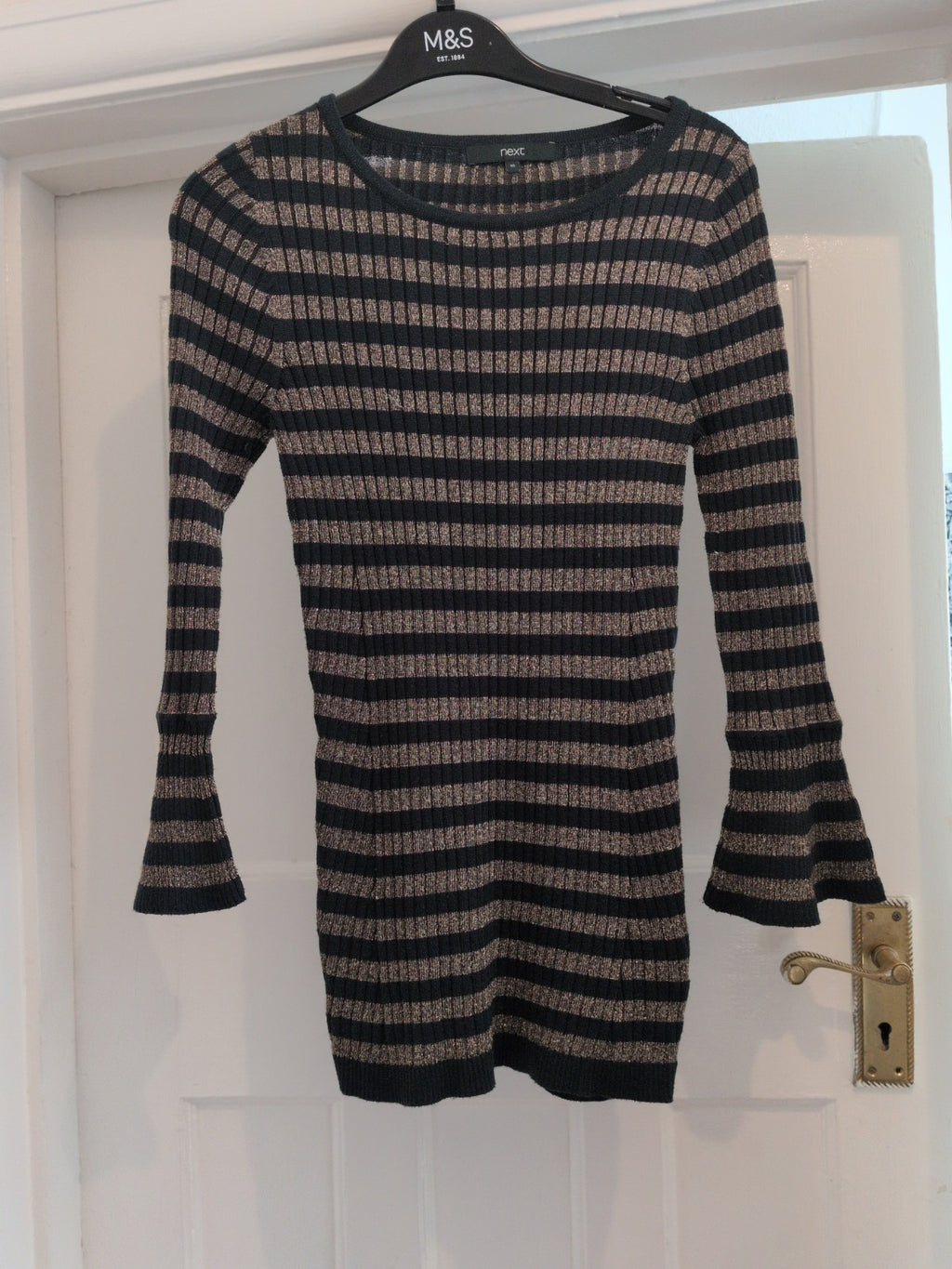 Next 10 Green And Gold Long Sleeve Blouse