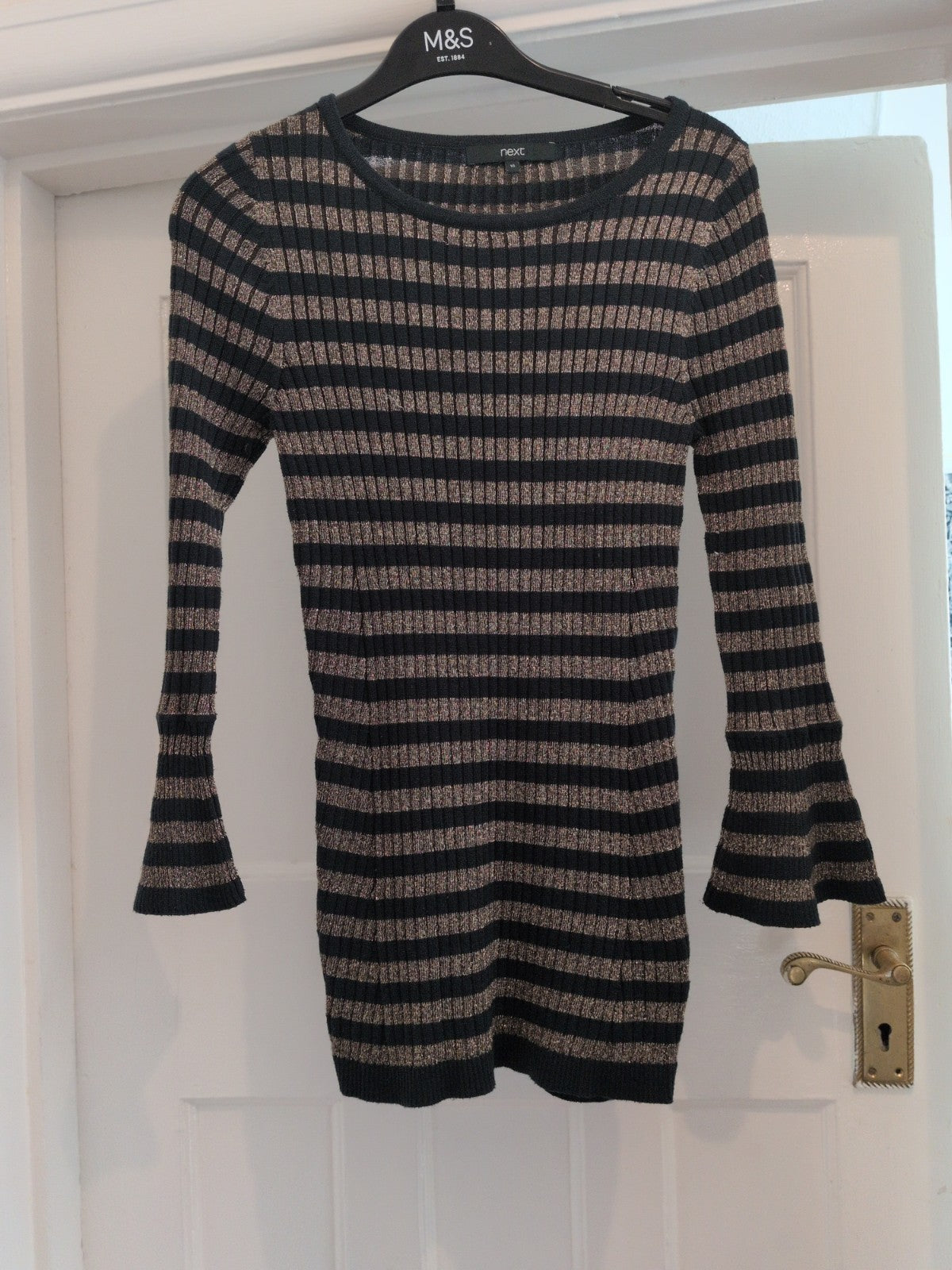 Next 10 Green And Gold Long Sleeve Blouse