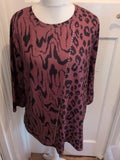 Bonmarche 20 Brown And Black Leopard Print Long Sleeve Blouse