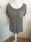 Ladies Superdry Size XL Grey Shimmer Short Sleeved Blouse
