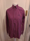 Mens Raging Bull Size M Navy And Purple Check Long Sleeved Shirt