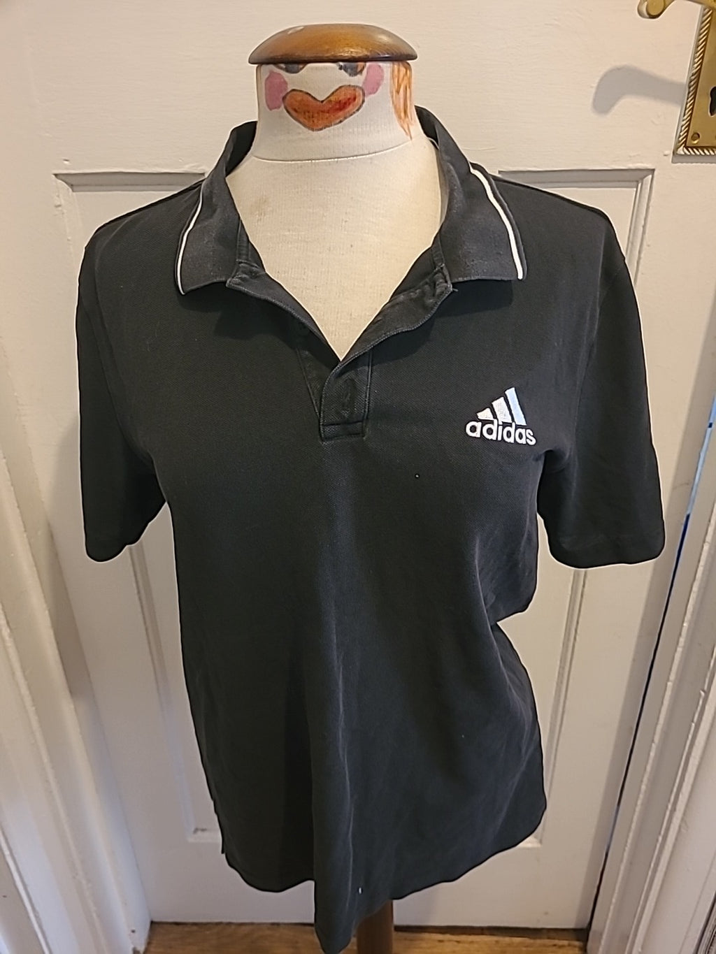 Mens Adidas Size Medium Black Short Sleeved Polo