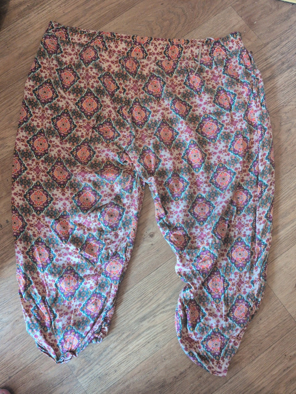 Ladies Size XL Multicoloured Elasticated Ankle Trousers Legging