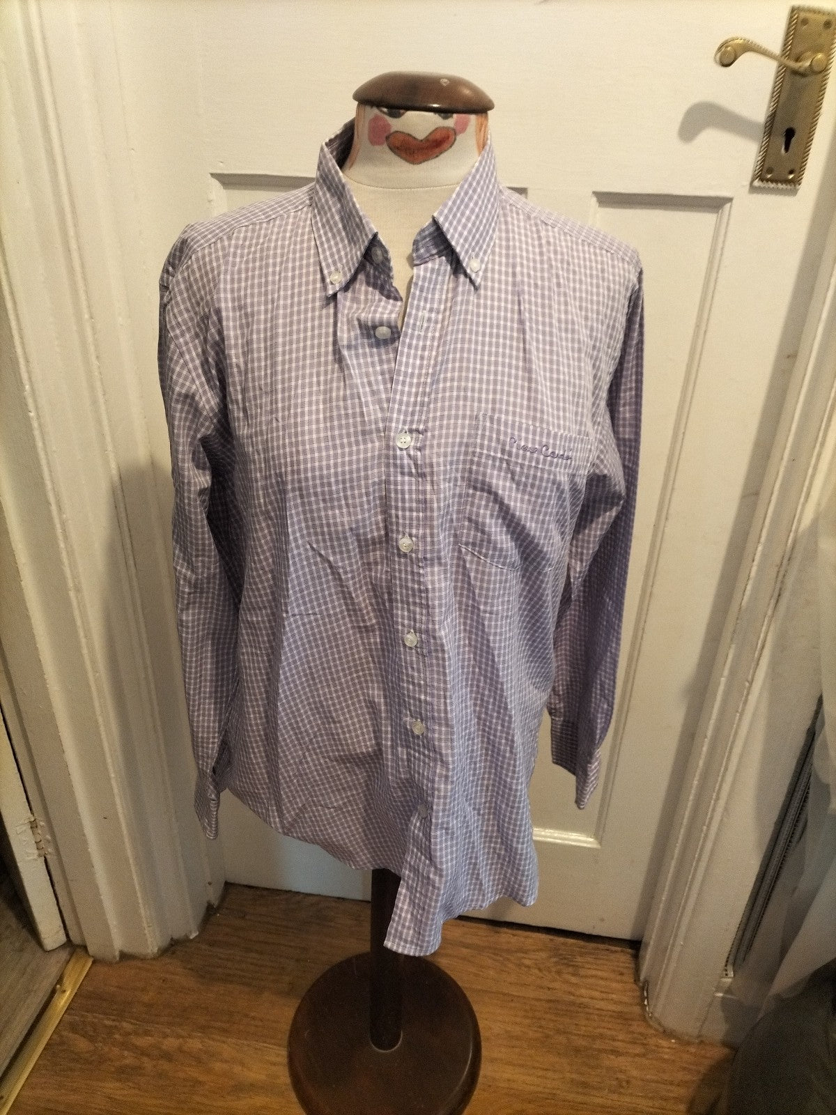 Mens Pierre Cardin Size Medium Regular Fit Purple Check Shirt