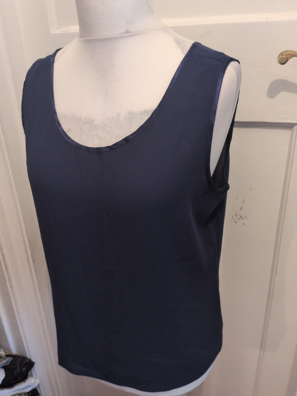 Frank Usher 16 Blue Sleeveless Blouse