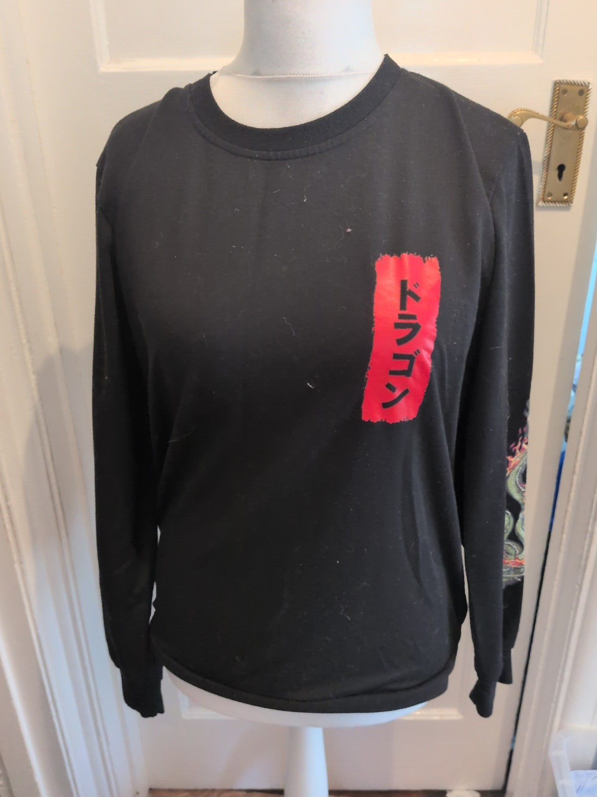 Romwe Large Black Print Long Sleeve Pullover Jumper