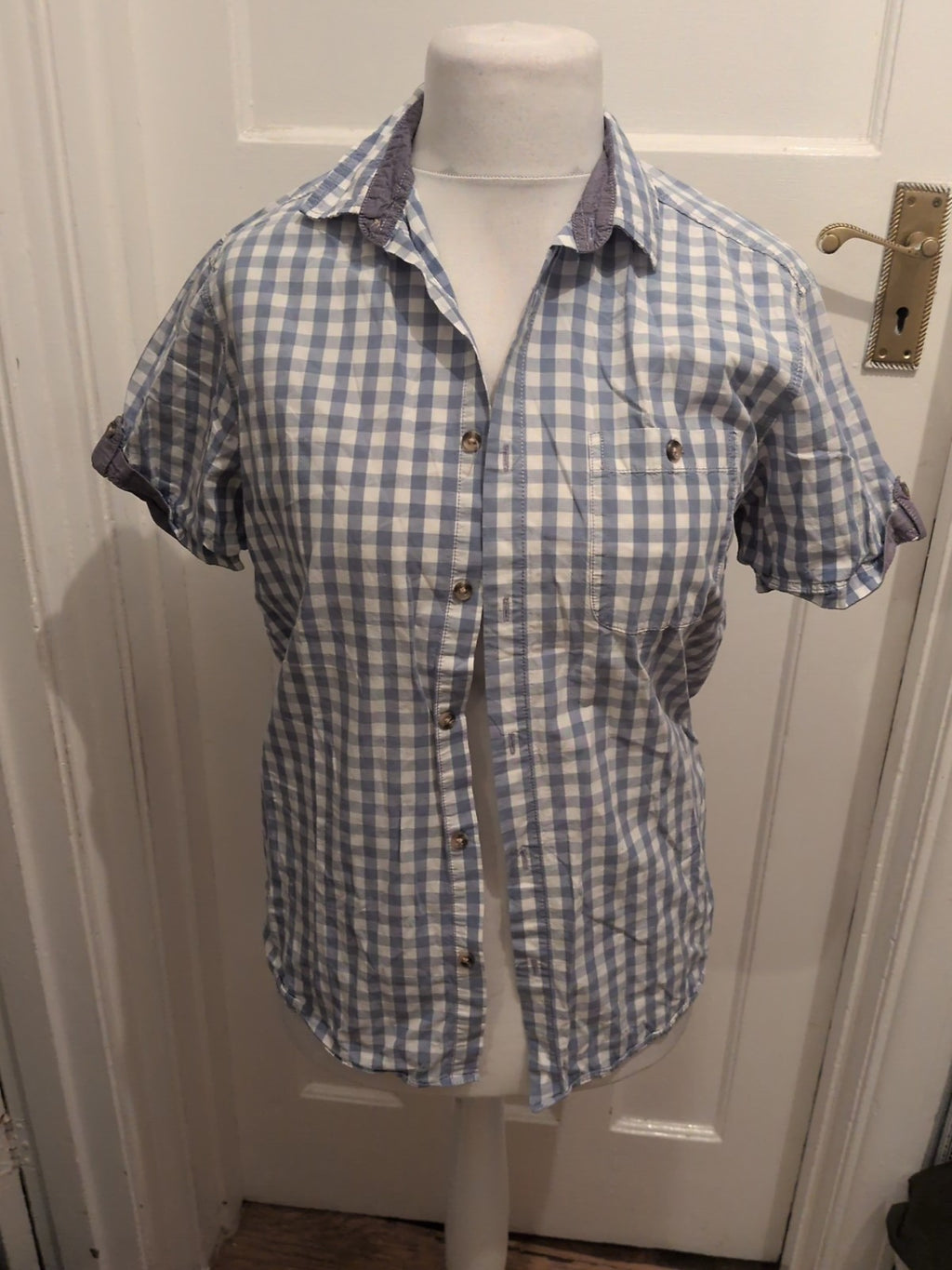 Cedarwood State Medium Pale Blue Short Sleeve Check Shirt