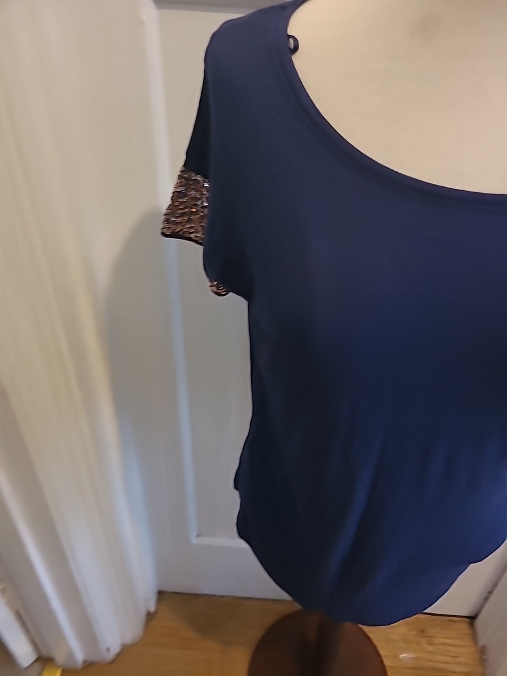 Ladies Marks And Spencer Size 8 Navy Short Sleeved Blouse