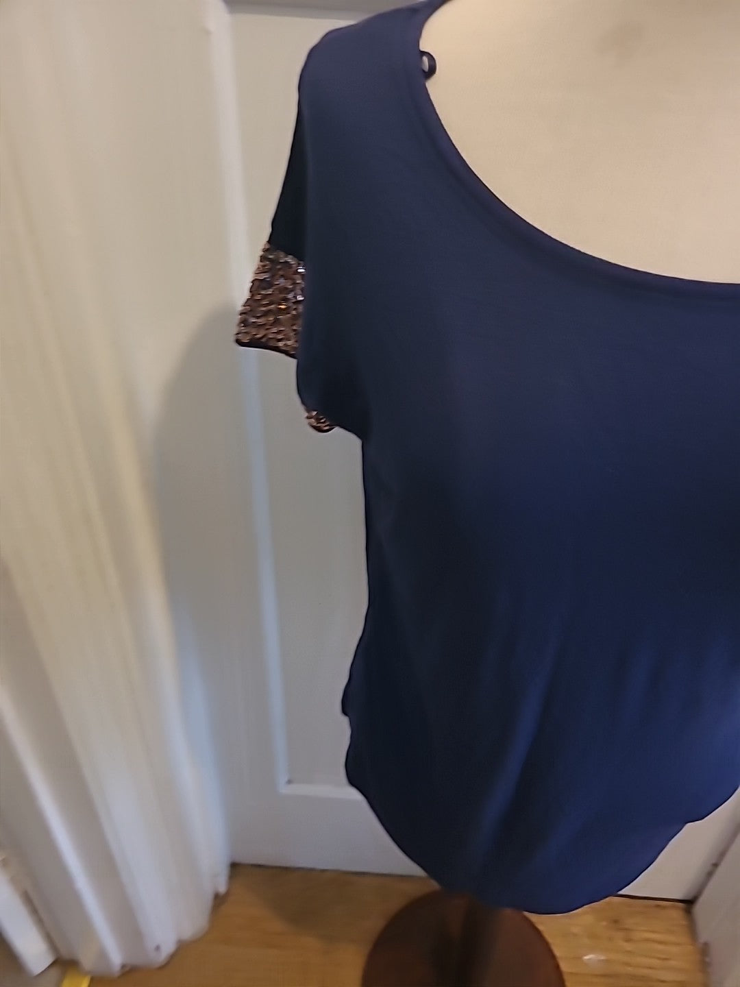 Ladies Marks And Spencer Size 8 Navy Short Sleeved Blouse