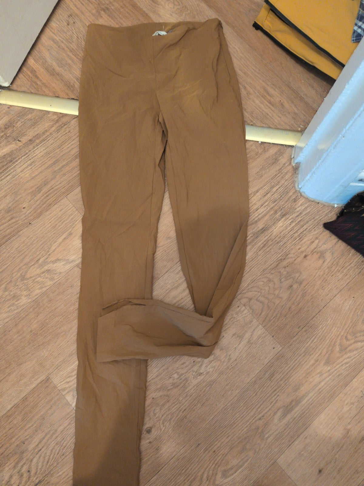 Liviana Conti S/M Brown Long Leg Stretch Trousers Pull On