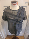 Ladies Next Size 8 Grey See Through Short Sleeved Tshirt