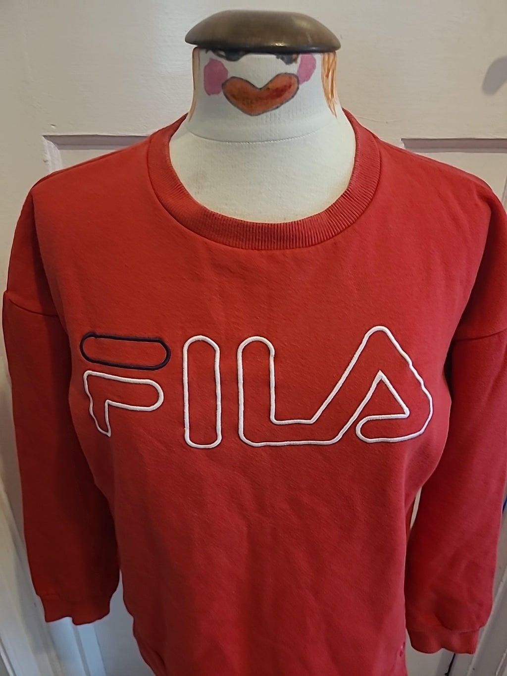 Ladies Fila Size 10 Red Long Sleeved Pullover Jumper