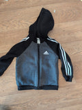 Boys Adidas Age 12-18 Months Full Zip Hoodie Black And Grey
