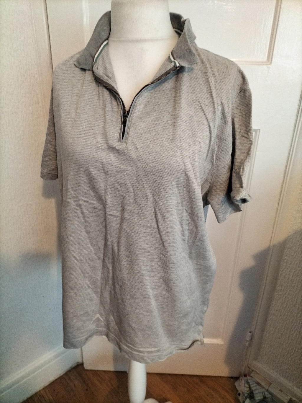 Mens Collezione Size 2XL Tailored Fit Grey Patterned Polo