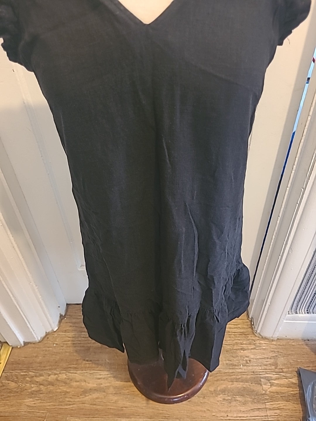 Ladies Next Size 8 Black Flowy Black Wide Neck Dress