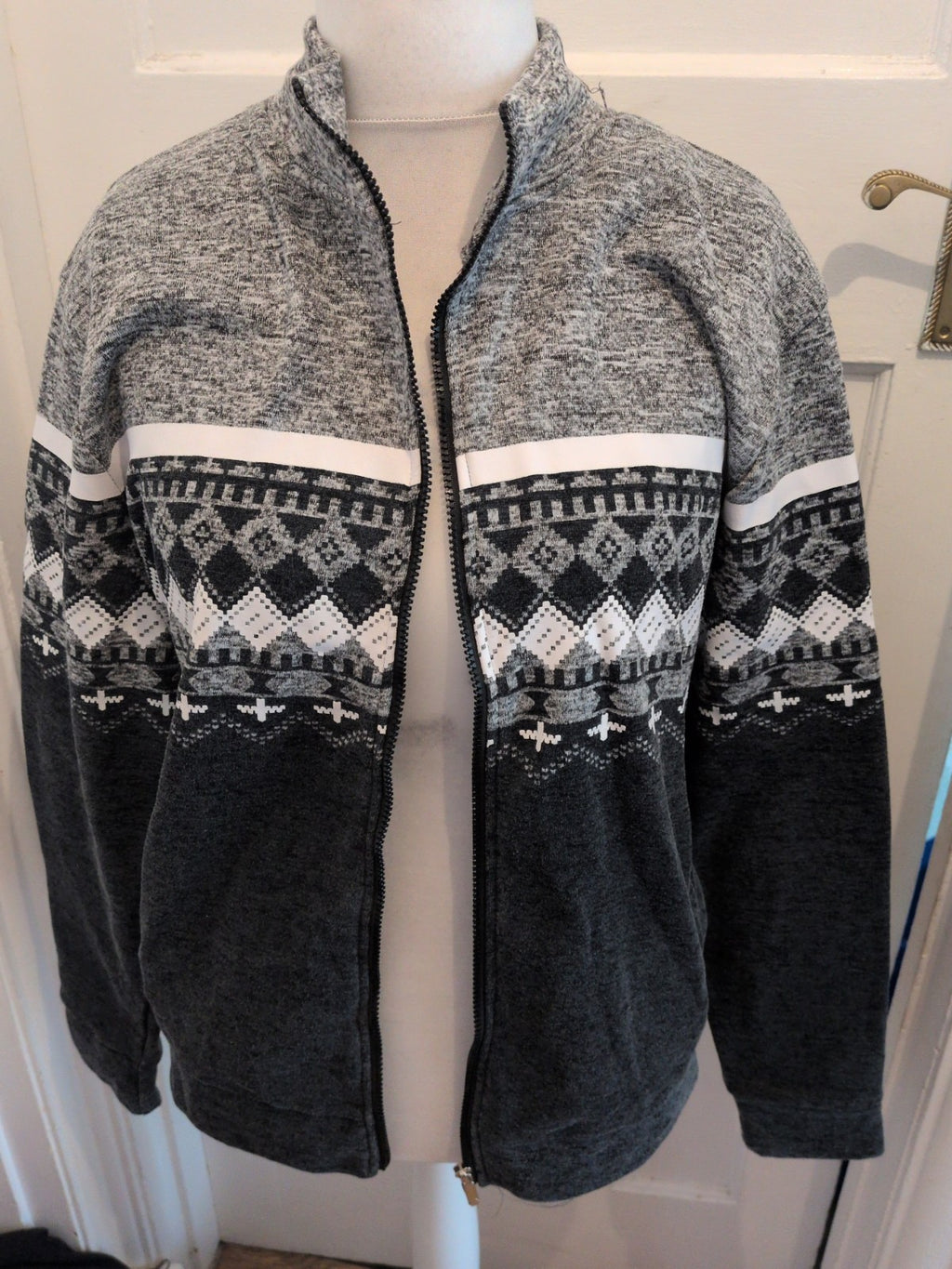 Large Grey Toned Full Zip Jumper