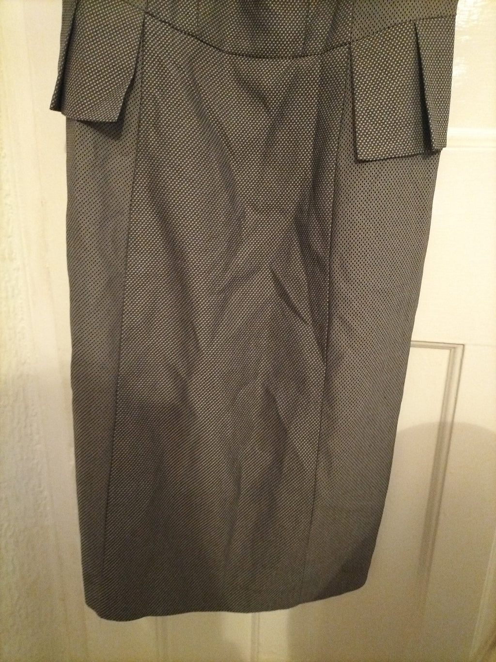 Ladies Next Size 6 Grey And Black Check Short Sleeve Office Dress