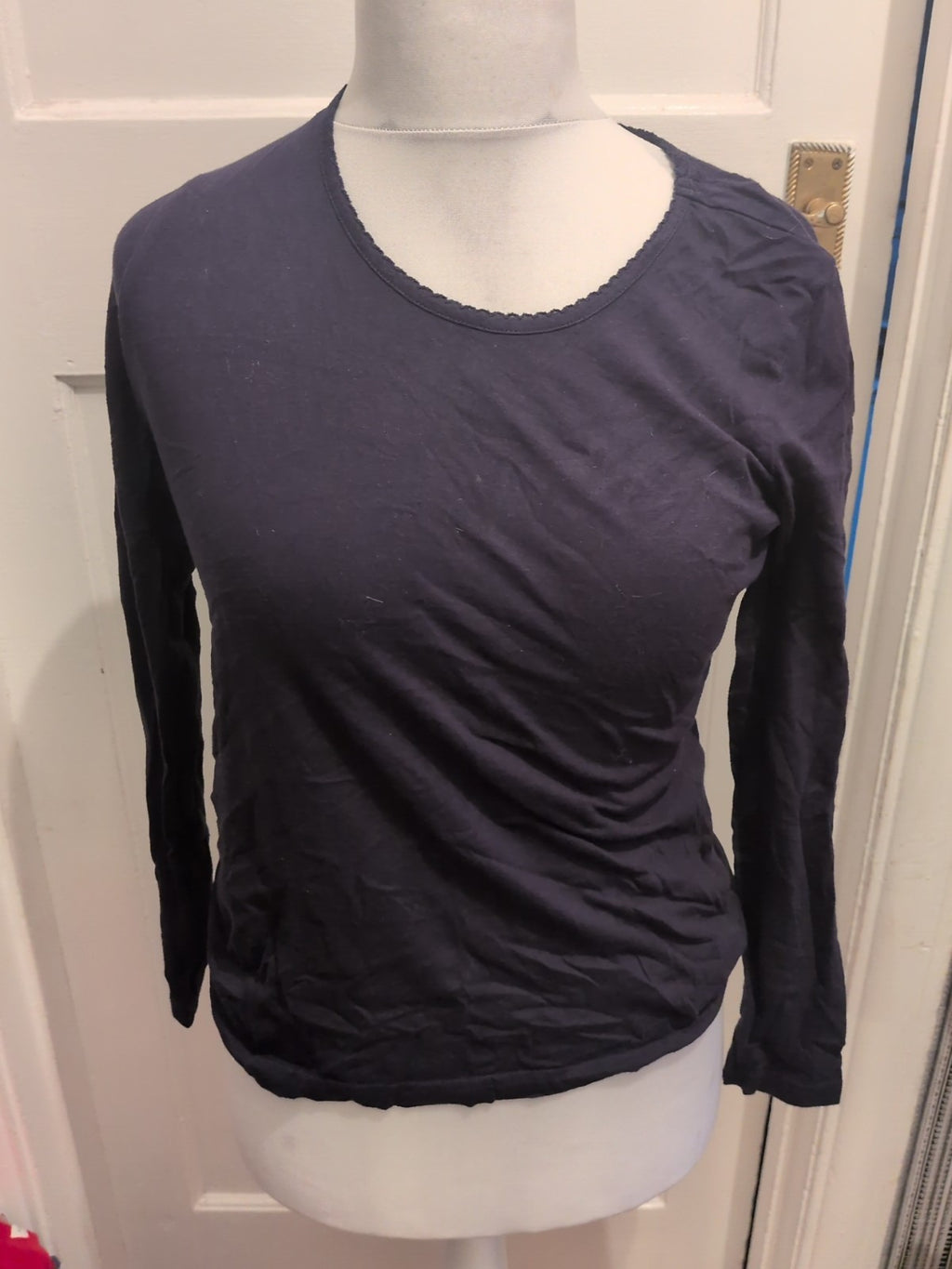 Marks And Spencer 6-8 Navy Long Sleeve Pyjama Top