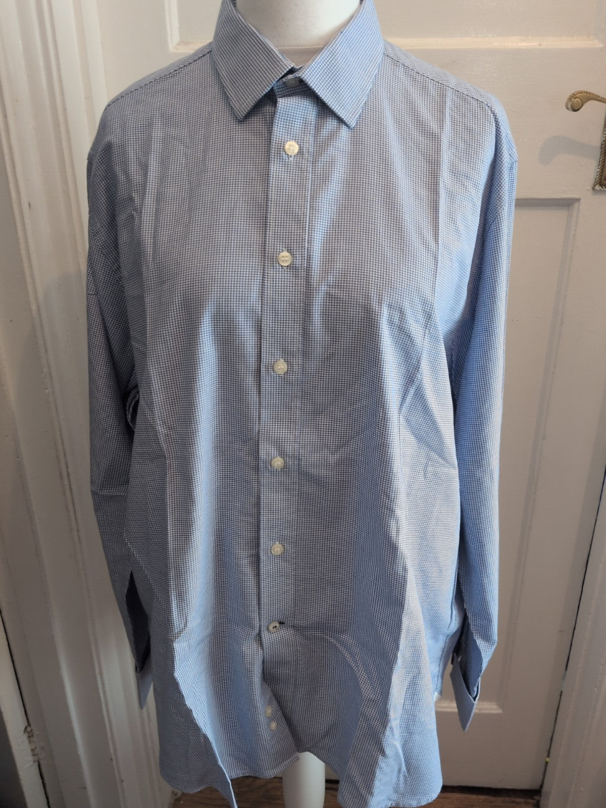 Skopes 17.5 Blue Patterned Long Sleeve Shirt Luxury Collection