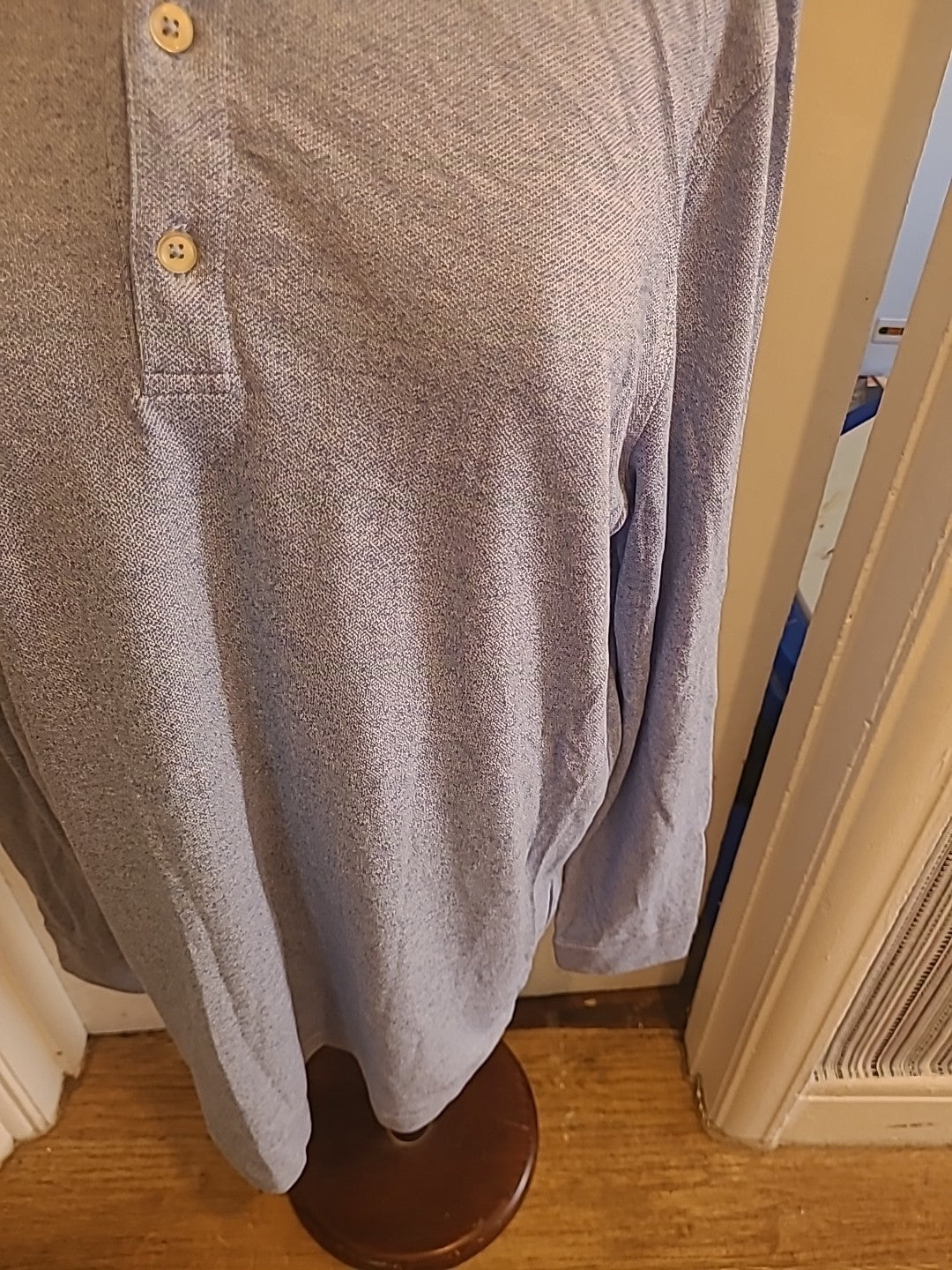 Mens Cortefiel Size Medium Blue Long Sleeved Polo Shirt