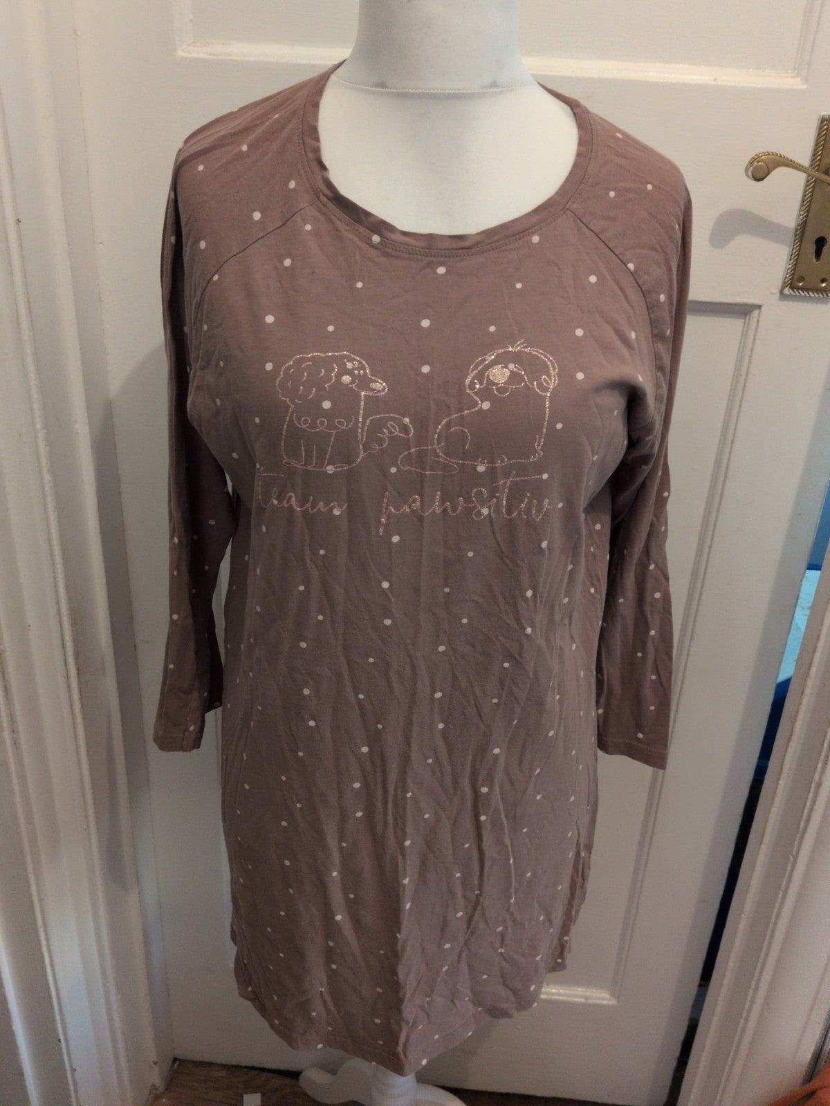 Beloved 2XL Brown Spot Long Sleeve Pyjama Dress