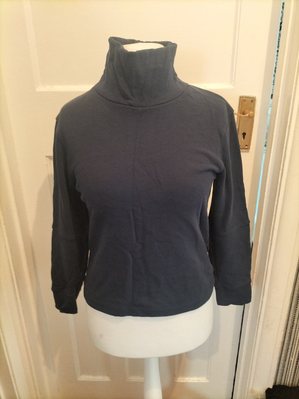 Ladies Marks And Spencer Size 6 Navy High Neck Long Sleeved Jumper