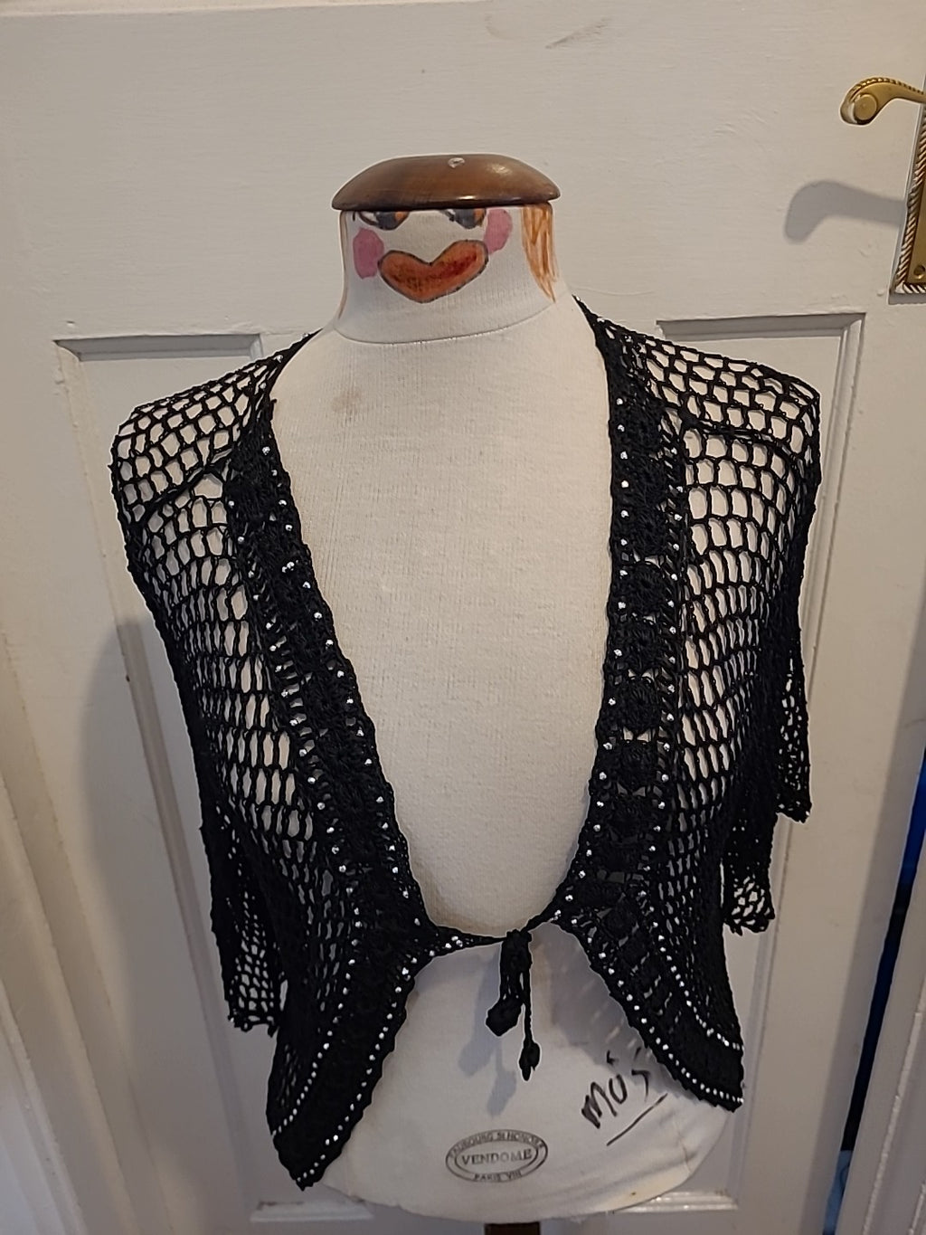 Ladies St.MaryLiclan Size Small Black Lace See Through Mid Sleeved Blouse