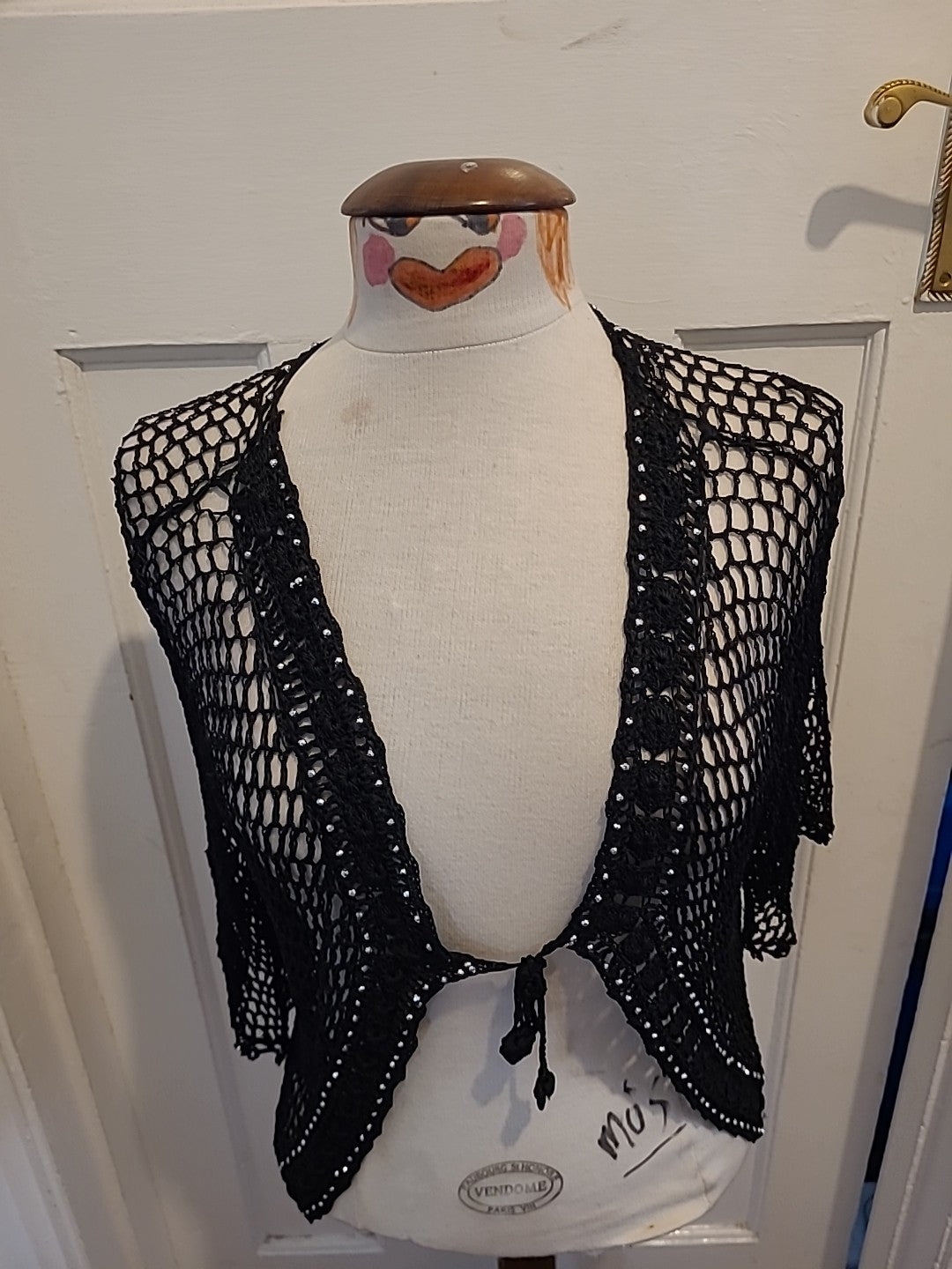 Ladies St.MaryLiclan Size Small Black Lace See Through Mid Sleeved Blouse