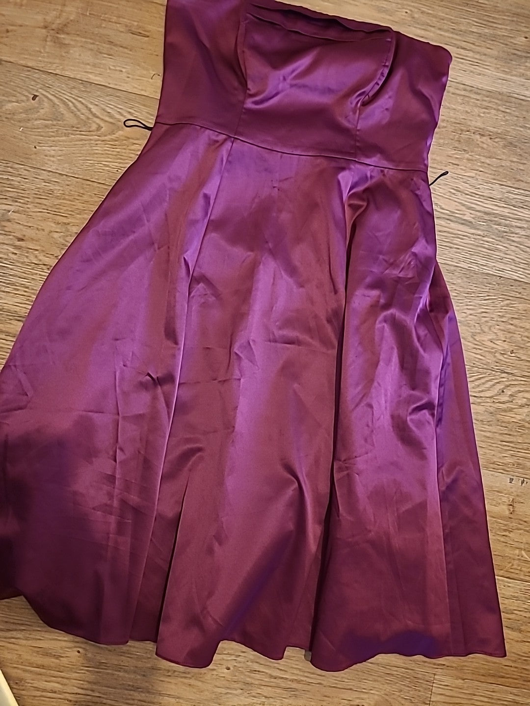 Ladies F&F Size 14 Burgundy Sleeveless Strapless Boned Flare Dress
