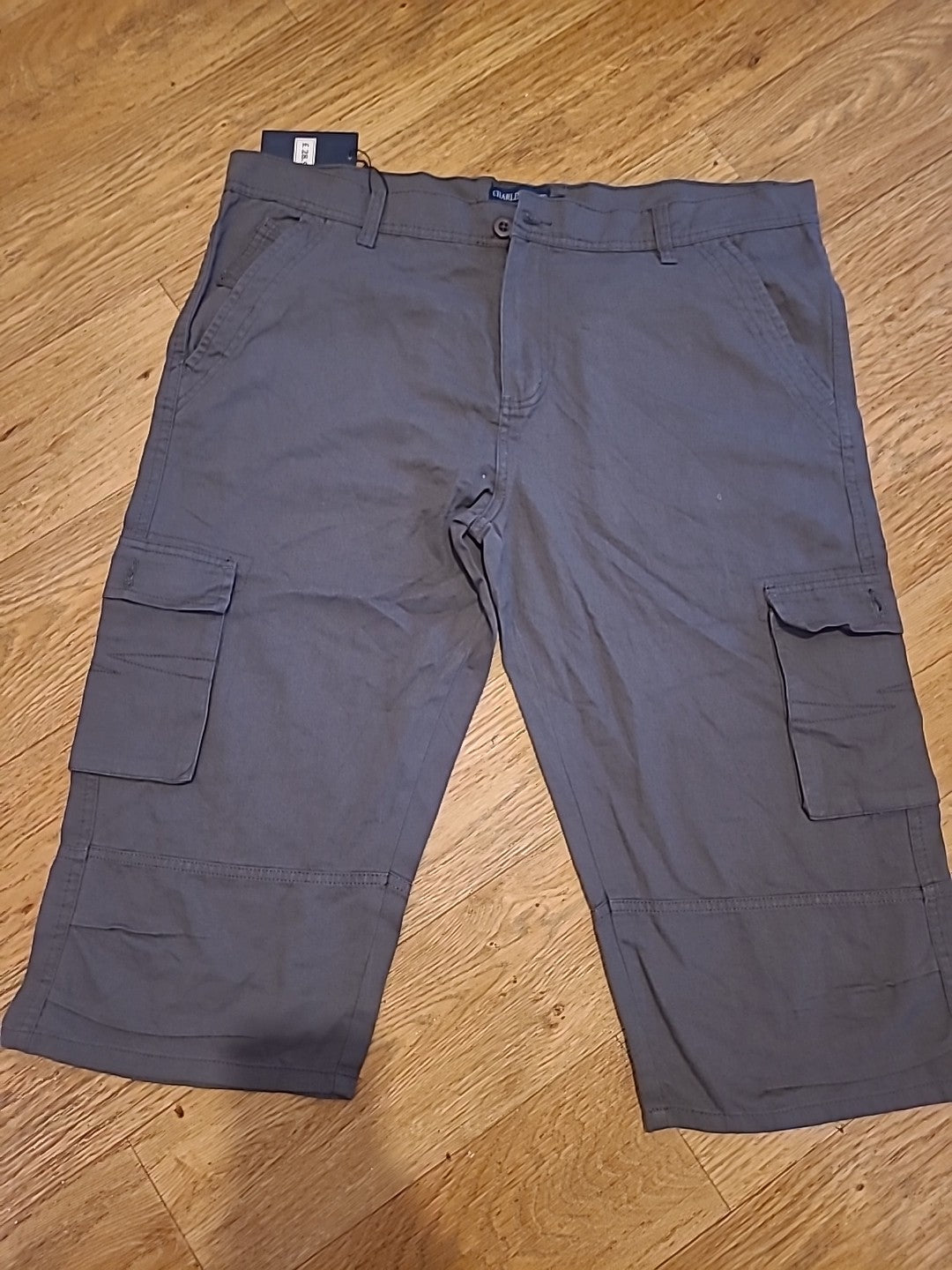 Brand New Mens Charles Classic Size 38" Grey Cropped Jeans/Long Shorts