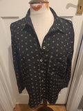 Ladies Red Herring Size 14 Black With Yellow Pattern Long Sleeved Shirt