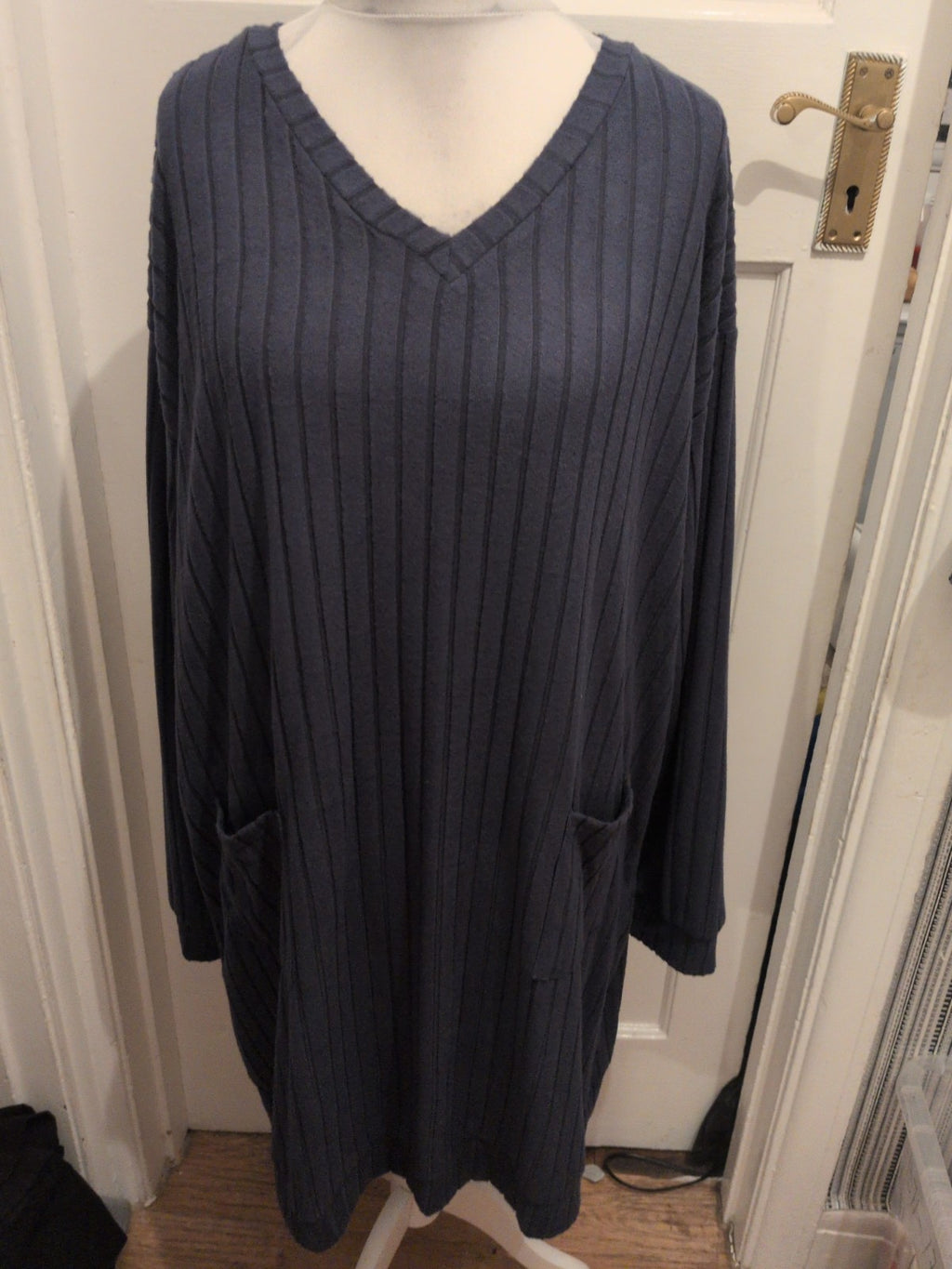 5XL Navy Long Sleeve Blouse