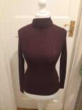 Ladies Primark Size 10 Dark Purple High Neck Long Sleeved Jumper